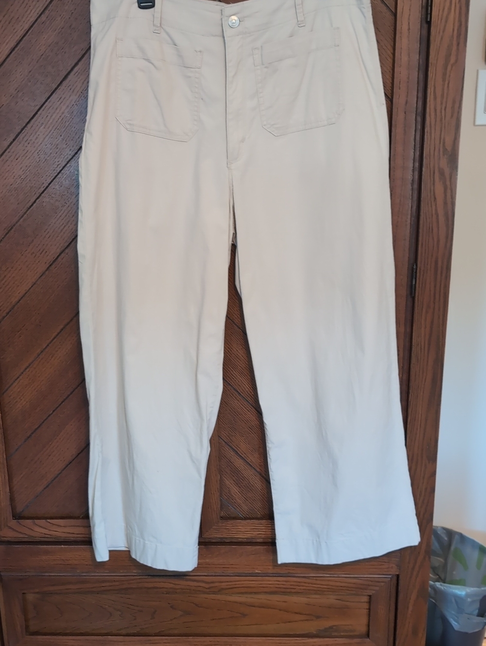 Gloria Vanderbilt Womens Khaki Wide-Leg Pants in Light Beige